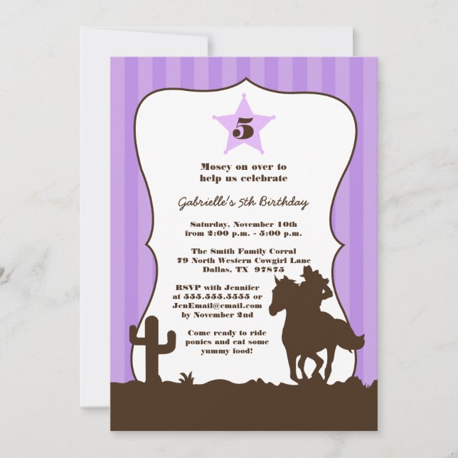 Invitation pourpre de fête d'anniversaire de (Devant)