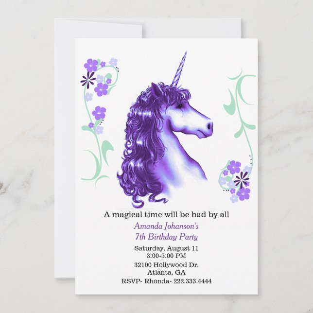 Invitation pourpre de fête d'anniversaire de (Devant)
