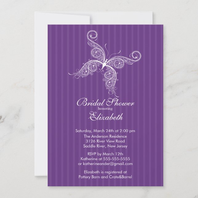 Invitation pourpre de Fête de la mariée de (Devant)