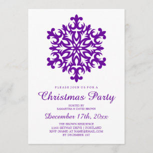 Invitation Pourpre de flocon de neige de fête de Noël