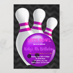 Invitation pourpre de partie de bowling