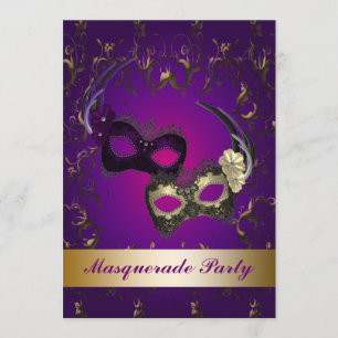 Invitation pourpre de partie de mascarade de