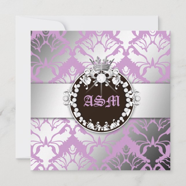 Invitation pourpre de sweet sixteen de la Reine du (Devant)