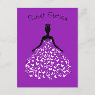 Invitation pourpre de sweet sixteen de robe de