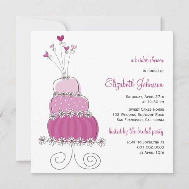 Invitation pourpre doux de Fête de la mariée de (Devant)