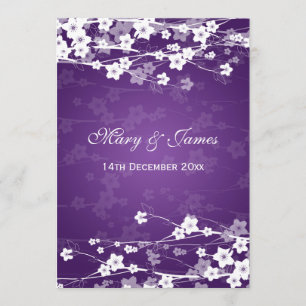 Invitation Pourpre élégant de fleurs de cerisier de mariage