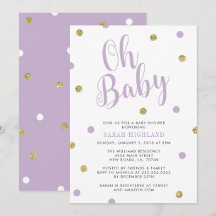 Invitation Pourpre et baby shower de parties scintillantes