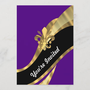 Invitation Pourpre et gold fleur de lys