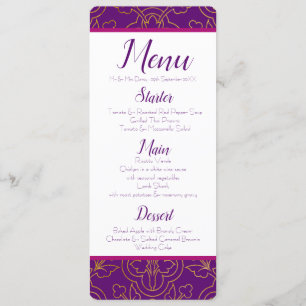 Invitation Pourpre et menu d'or