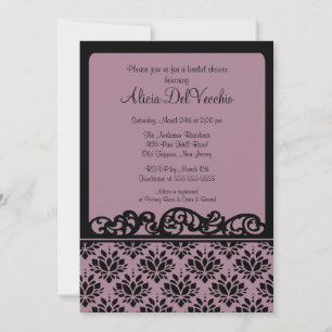 Invitation pourpre et noire de Fête de la mariée