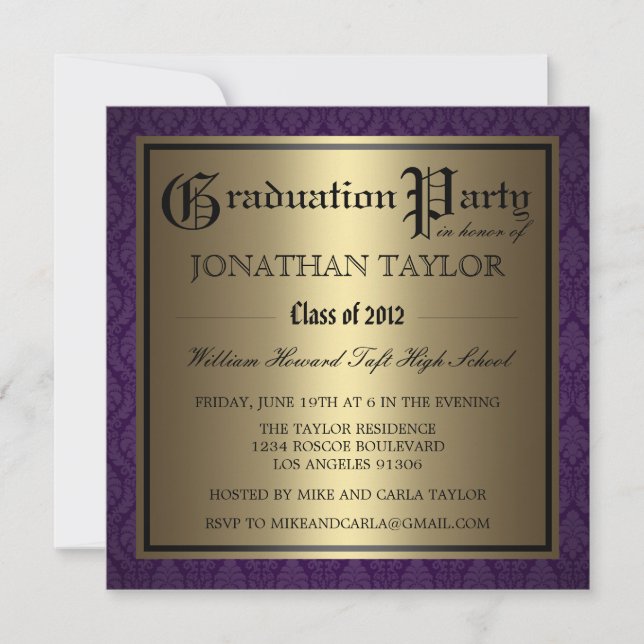 Invitation Pourpre et obtention du diplôme d'or (Devant)