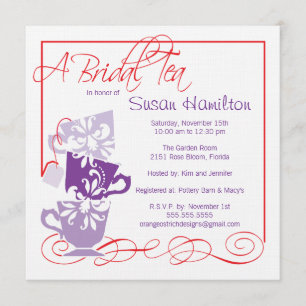 Invitation pourpre et rouge de Fête de la mariée -