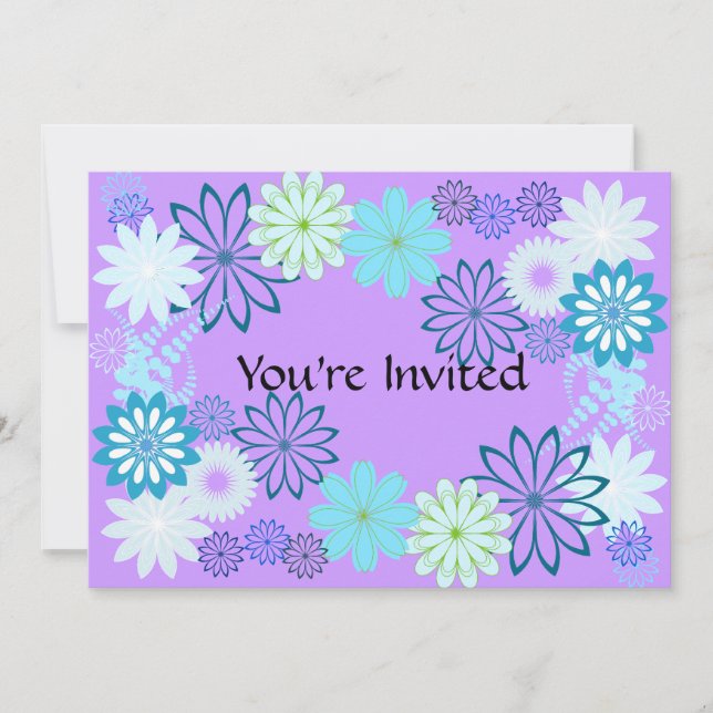 Invitation pourpre et turquoise d'anniversaire (Devant)