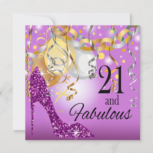 Invitation Pourpre lilas de l'anniversaire | de stylet de (Devant)