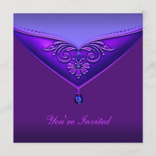 Invitation Pourpre tout le modèle d'invitation de partie