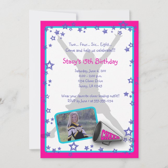 Invitation Pourpre Turquois de rose d'invitation de photo de (Devant)