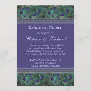 Invitation pourpre verte de dîner de répétition de