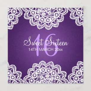 Invitation Pourpre vintage de dentelle de partie de sweet
