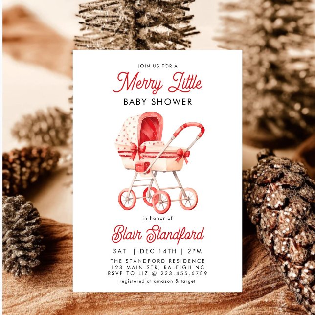 Invitation Poussette moderne Joyeux Petit Baby shower de Noël (Créateur téléchargé)