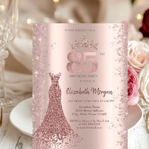 Invitation Poussière de Paillettes Rose Or Rose Robe de Diama