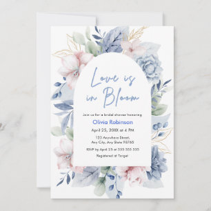 Invitation Poussière Florale Bleue Amour en Fleur Mariage