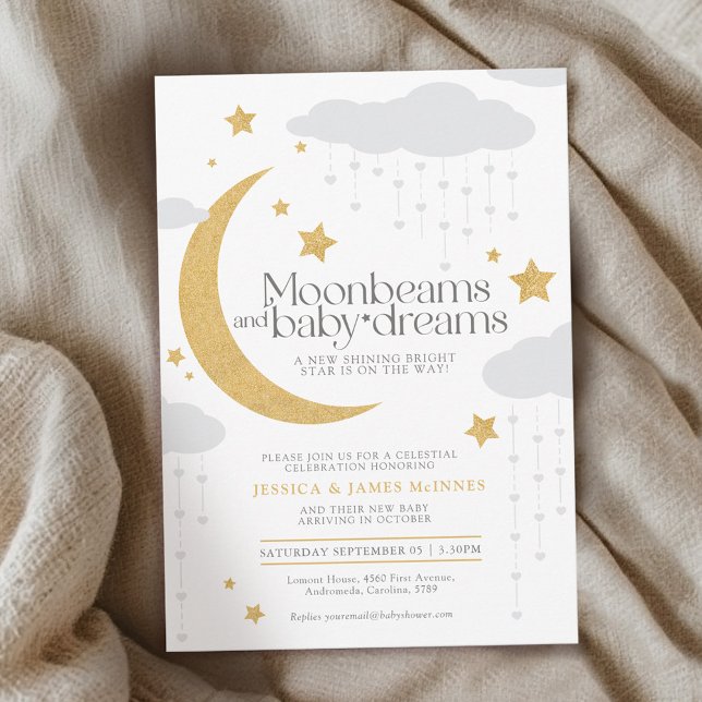 Invitation Poutres de lune et baby shower de rêves pour bébé (Créateur téléchargé)