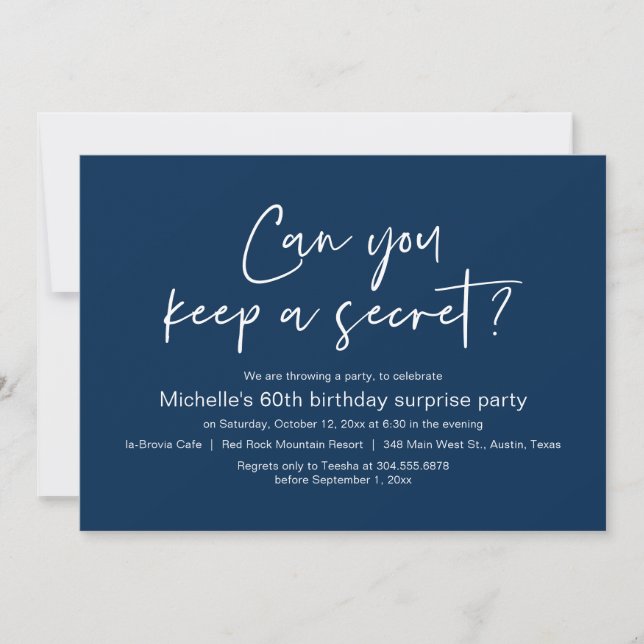Invitation Pouvez-Vous Garder Un Secret, Surprise Anniversair (Devant)