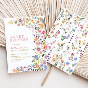 Invitation Prairie de fleurs sauvages à l'aquarelle pour un S