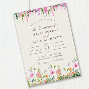 Invitation Prairie de fleurs sauvages bohème et mariage aux a