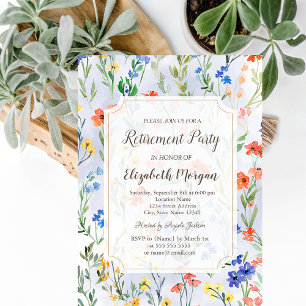 Invitation Prairie de fleurs sauvages printanières colorées p