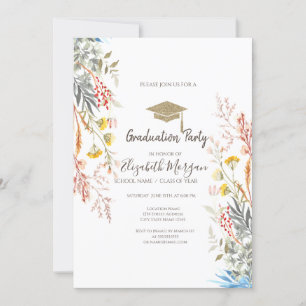Invitation Prairie de Fleurs Sauvages Séchée Diplômée