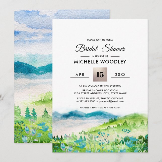 Invitation prairie sauvage | Spring Mountains Fête des mariée (Devant / Derrière)
