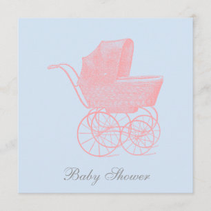 Invitation Pram de transport vintage Baby shower neutre pour 