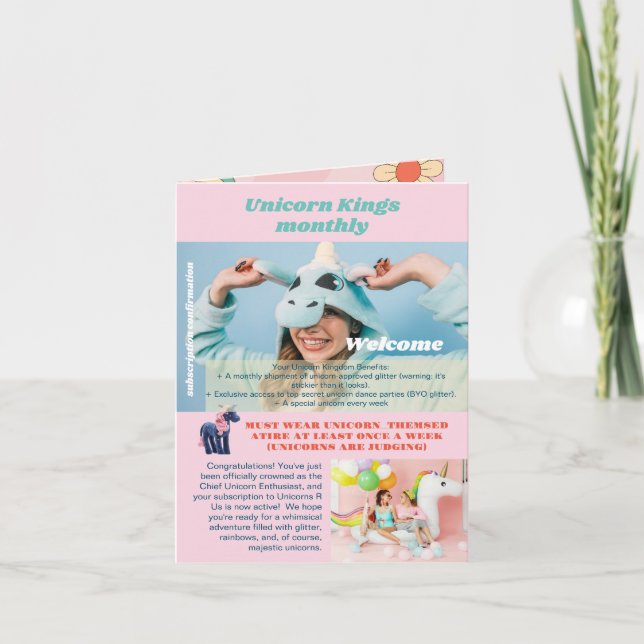 Invitation Prank Birthday Invitation, Unicorn Love, Parti Sup (Devant)