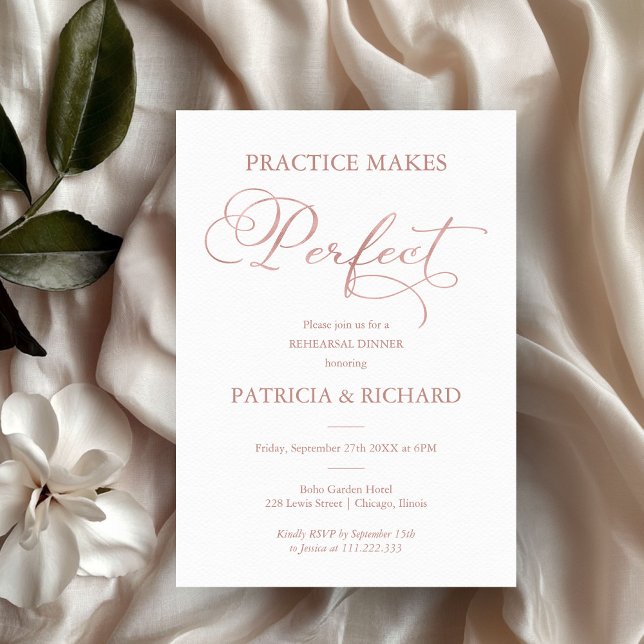 Invitation Pratique Fait Rose Parfait Dîner De Répétition D'O (Créateur téléchargé)