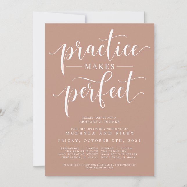 Invitation Pratique Fait Un Dîner De Répétition Mariage Parfa (Devant)