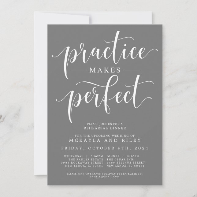 Invitation Pratique Fait Un Dîner De Répétition Mariage Parfa (Devant)