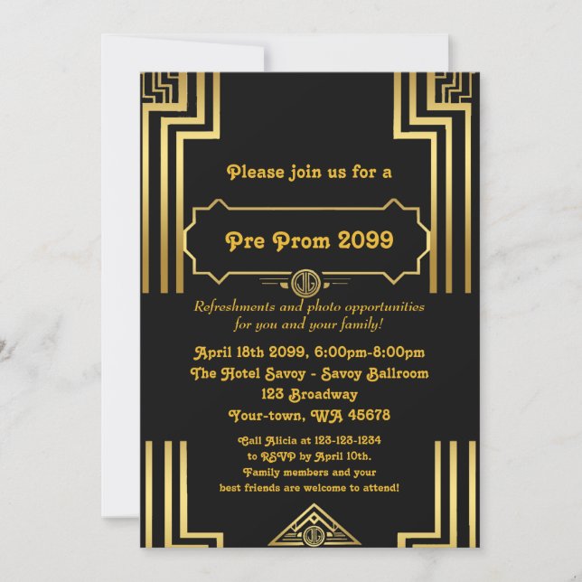 Invitation pré-bal, Pré bal, Quinceanera, Seize (Devant)