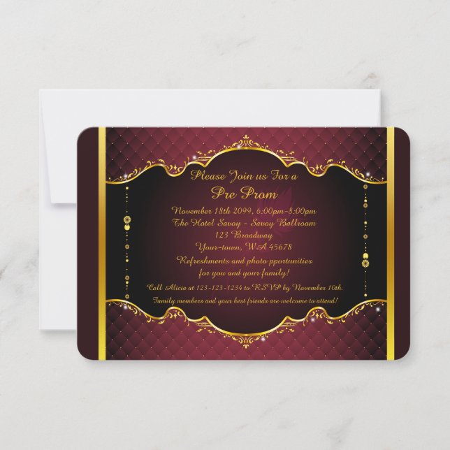 Invitation pré-bal, Pré-bal, Quinceanera, Sweet16 (Devant)