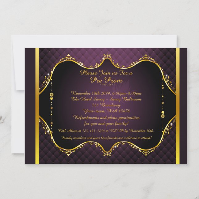 Invitation pré-bal, préprom, Quinceanera, Sweet16 (Devant)