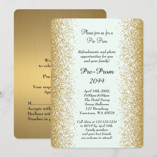 Invitation Pré Prom, Pré Prom, Quinceanera, Doux-seize, 2 (Devant / Derrière)