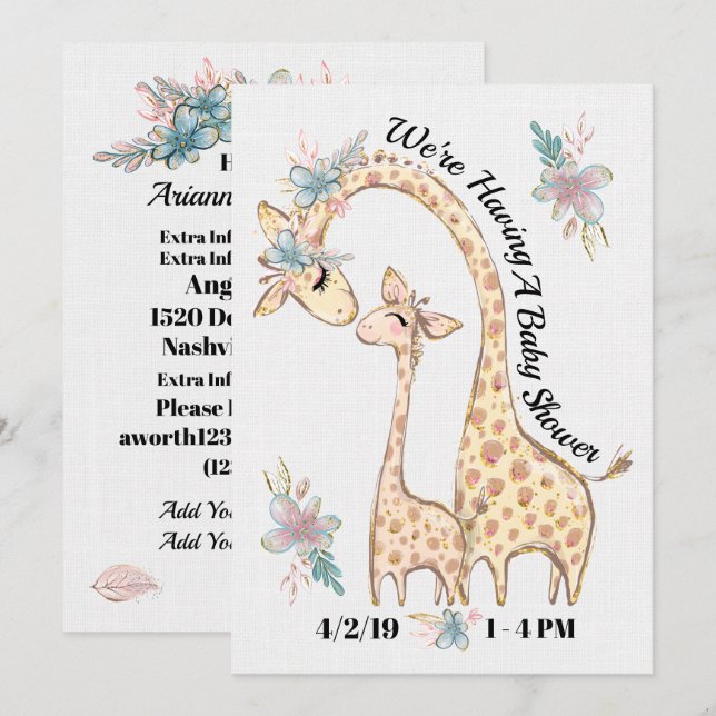 Invitation Précieuse au Baby shower (Devant / Derrière)