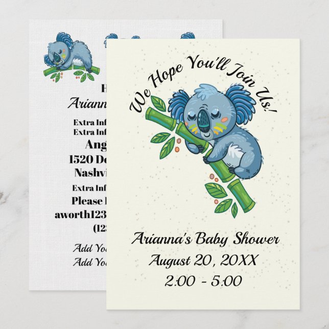 Invitation Précieuse au Baby shower (Devant / Derrière)