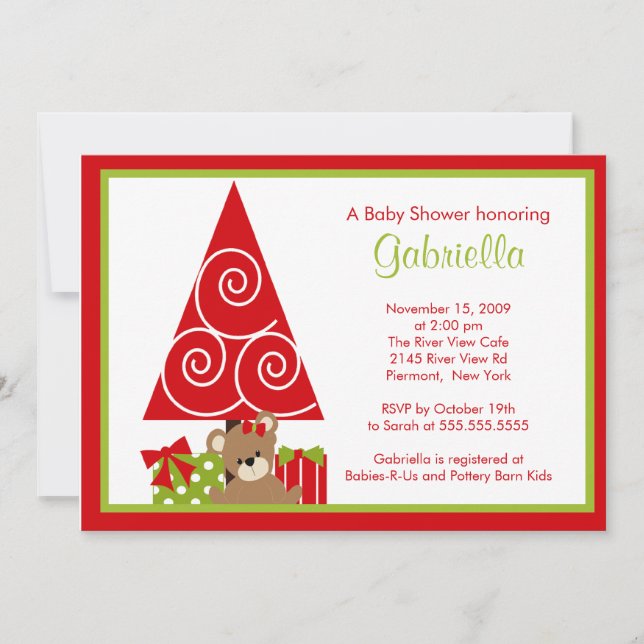 Invitation Précieuse Baby shower de Noël (Devant)