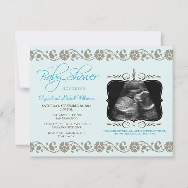 Invitation précieuse de baby shower de sonogramme (Devant)