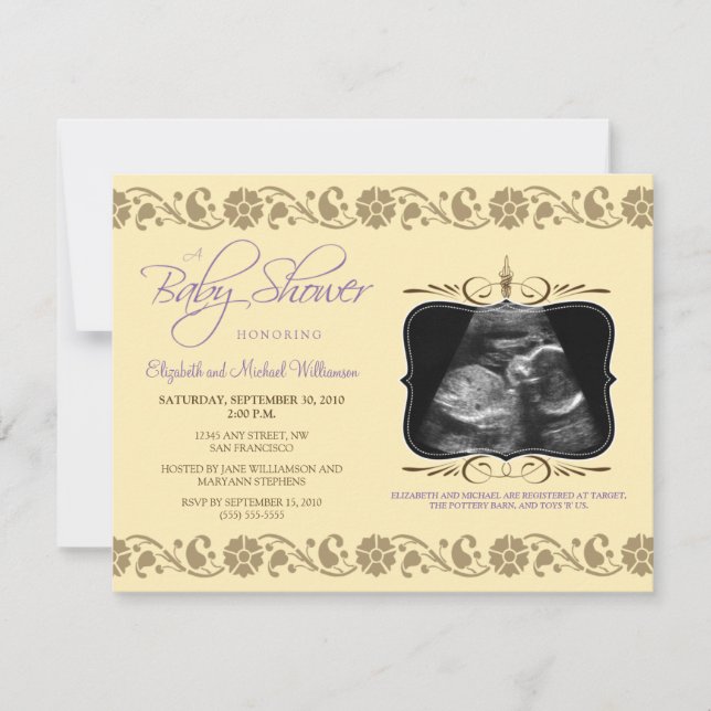 Invitation précieuse de baby shower de sonogramme (Devant)