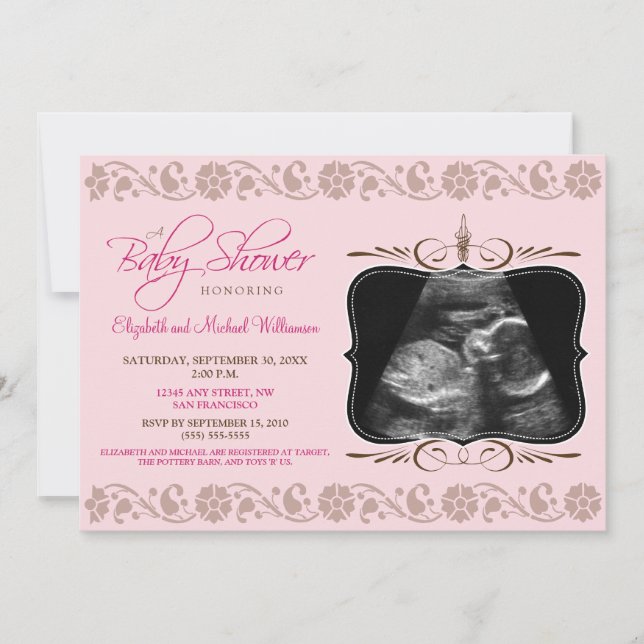 Invitation précieuse de baby shower de sonogramme (Devant)