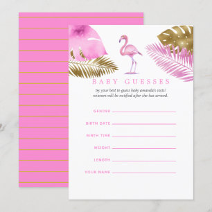 Invitation Prédictions de bébé pour une Baby Shower Flamant R