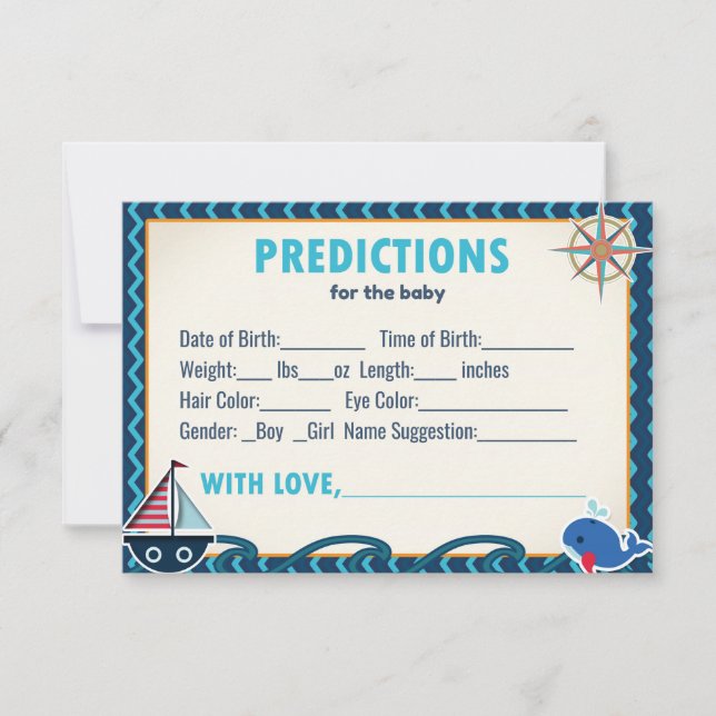 Invitation Prédictions du Baby shower nautique pour le bébé (Devant)