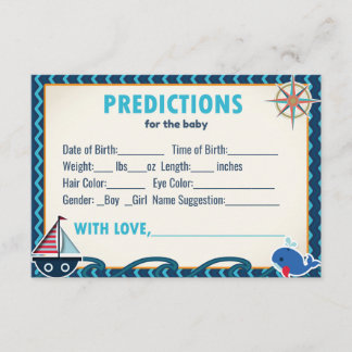Invitation Prédictions du Baby shower nautique pour le bébé